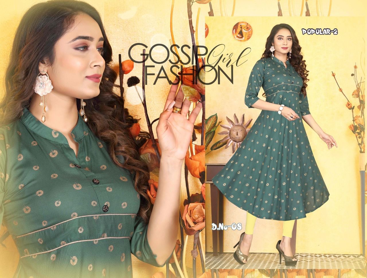 Beauty Queen Popular 2 Casual Daily Wear Rayon Printed  Anarkali Kurti Collection